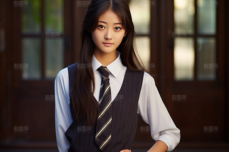 校服人物制服自然摄影图