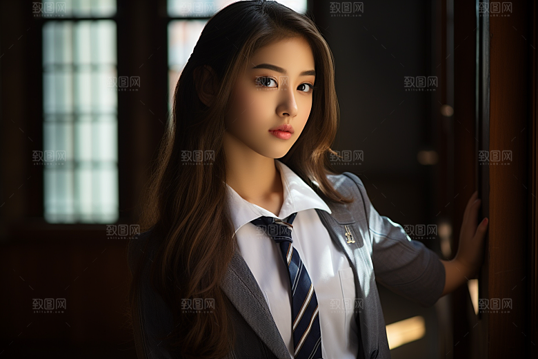 校服人物学校高清摄影图
