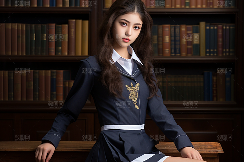 校服人物肖像学生摄影图