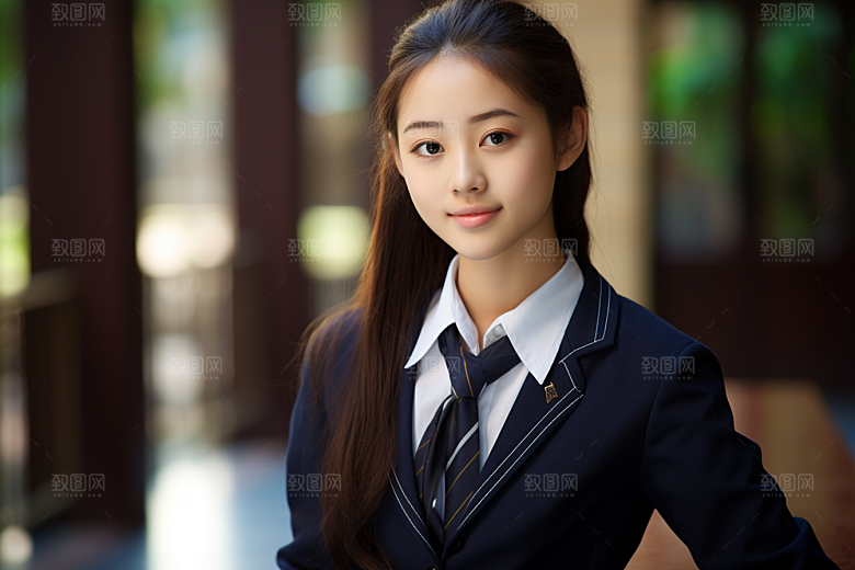 校服人物清新自然摄影图