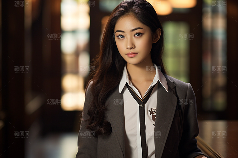 校服人物学校清新摄影图