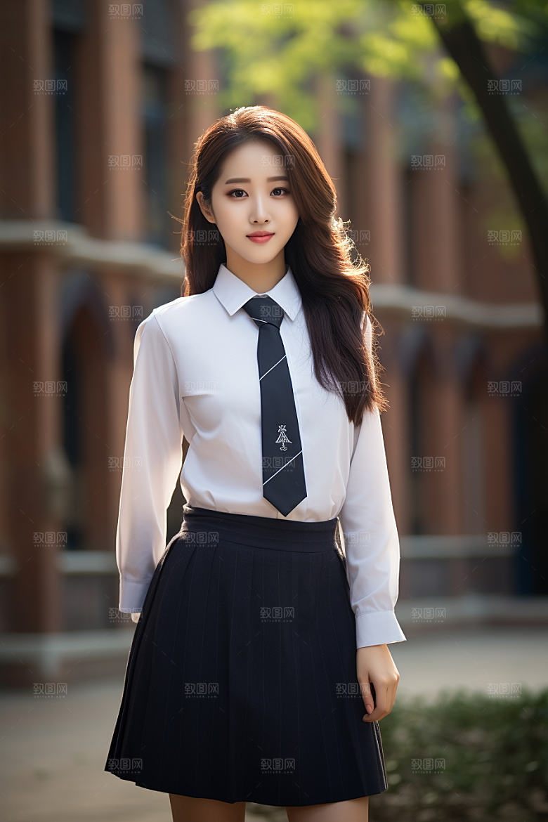校服人物学校高中摄影图
