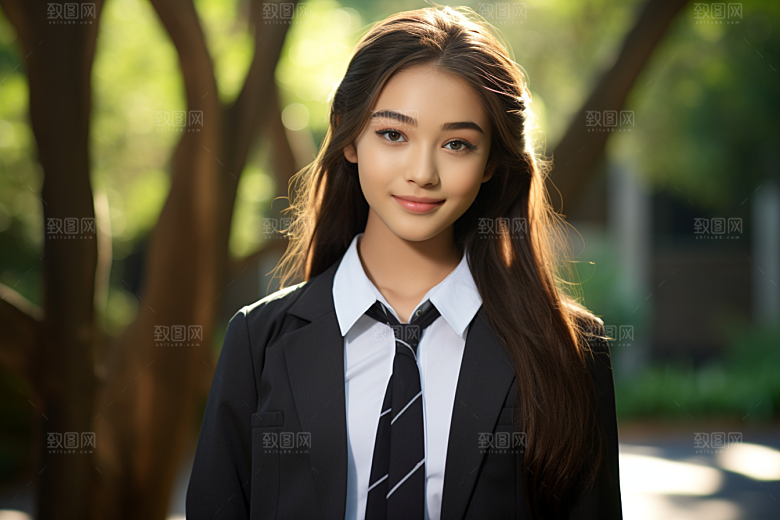 校服人物制服自然摄影图