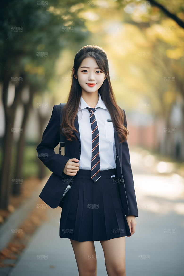 校服人物人像学校摄影图