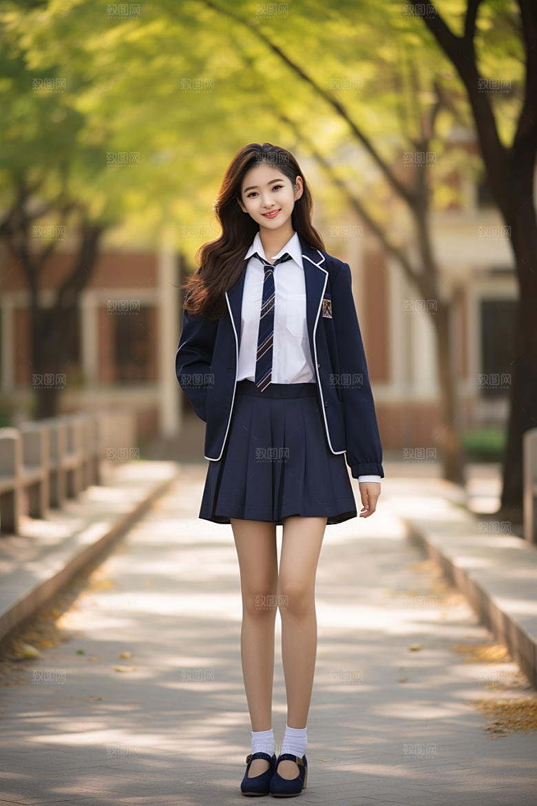 校服人物青少年校园摄影图