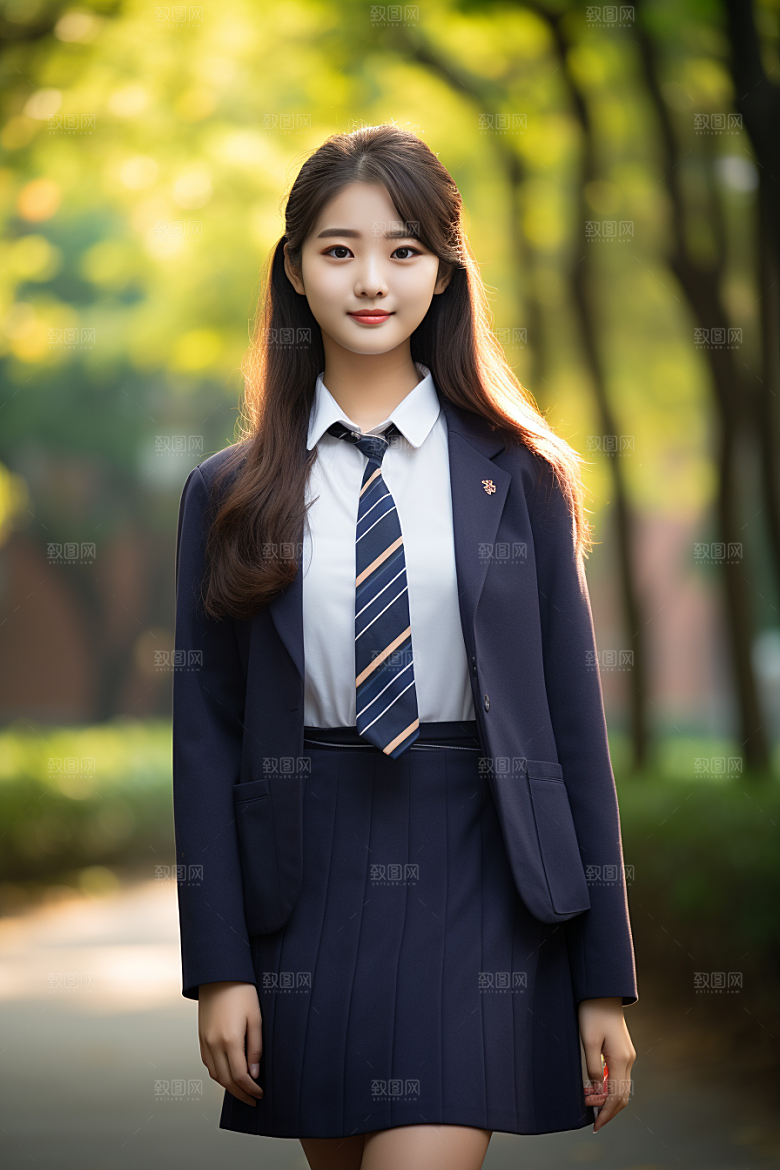 校服人物学校自然摄影图