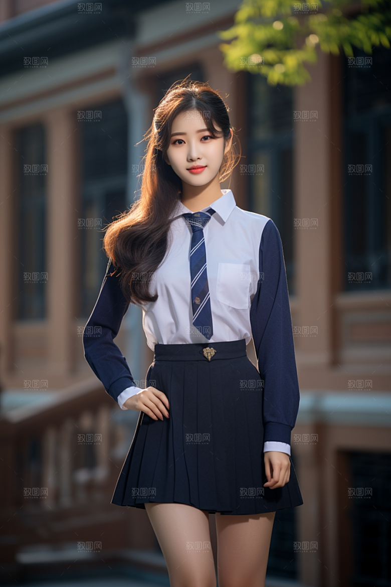 校服人物制服清新摄影图