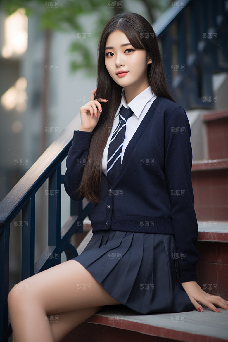 校服人物高清制服摄影图