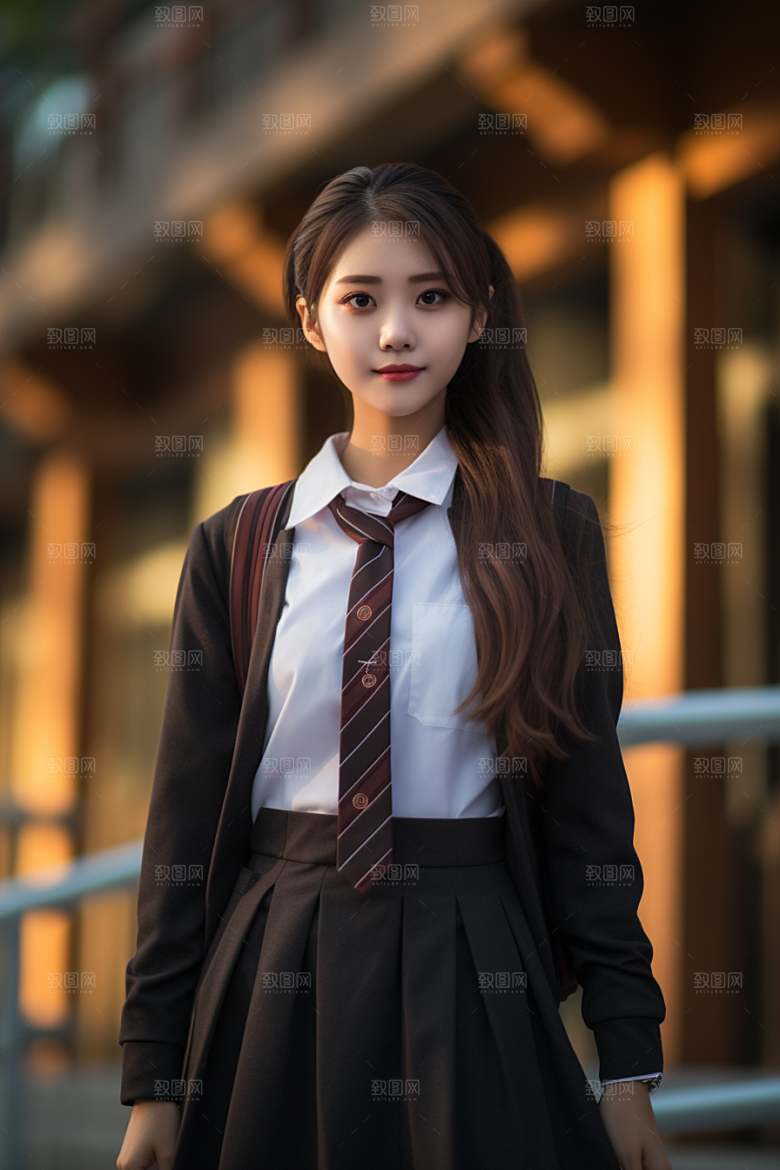 校服人物肖像高中摄影图