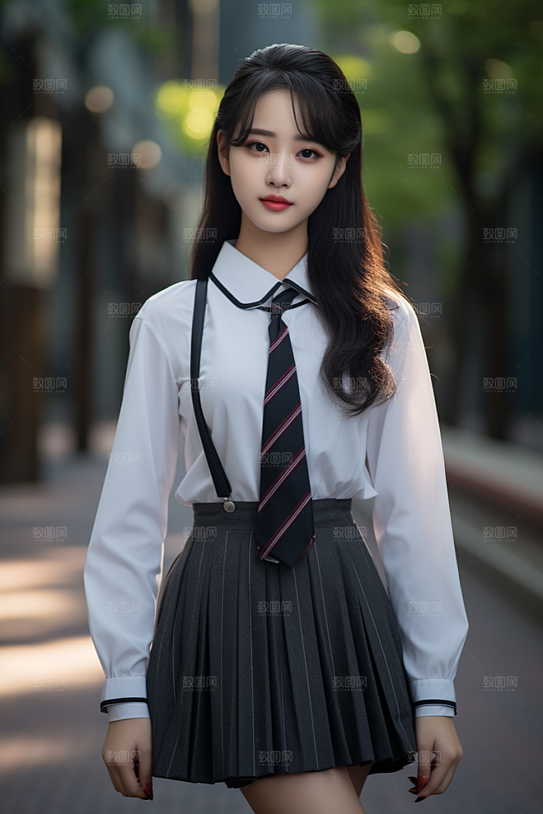 校服人物靓丽自然摄影图