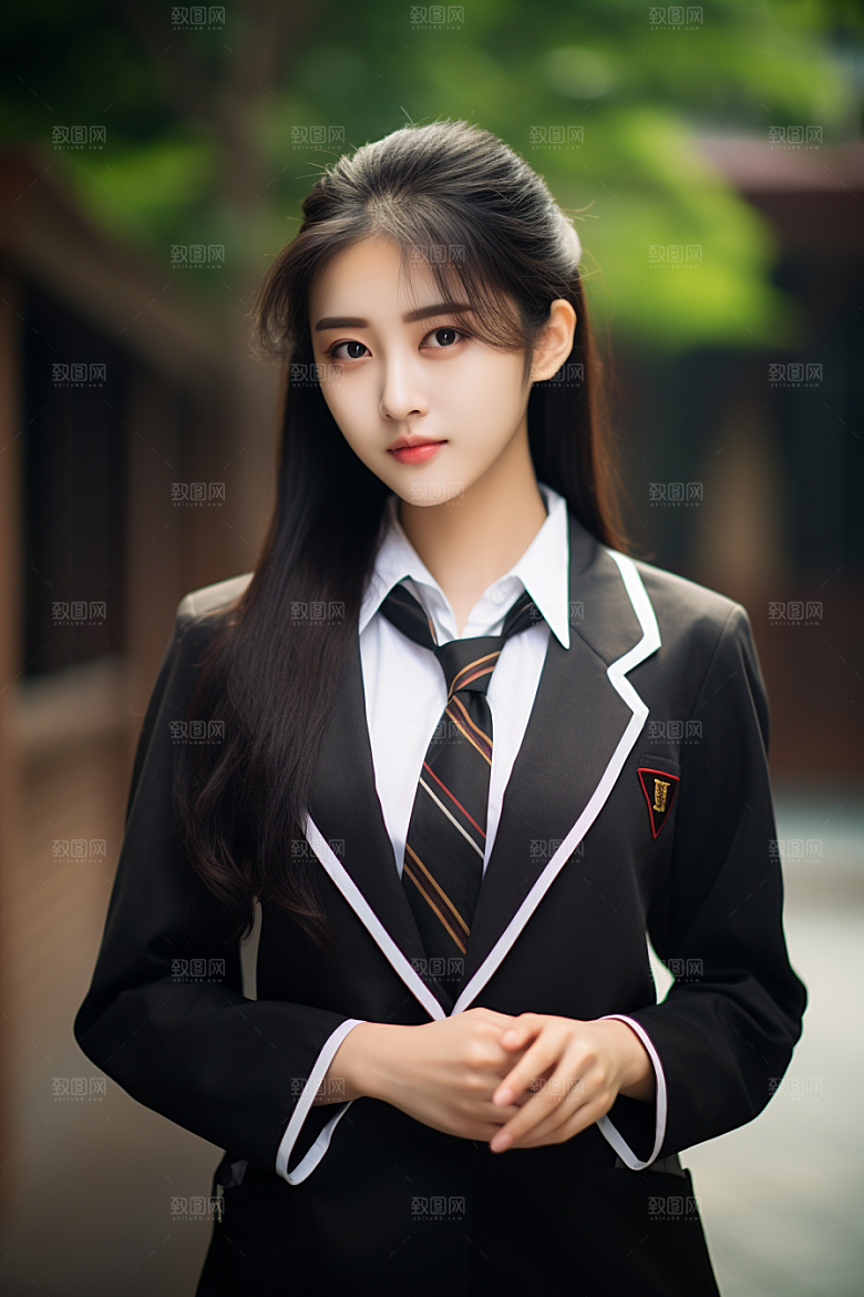 校服人物靓丽人像摄影图