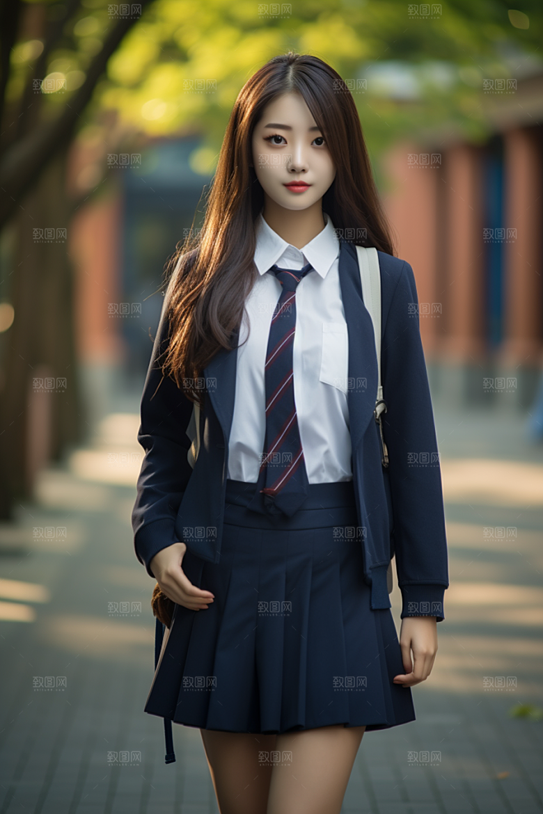 校服人物清新校园摄影图
