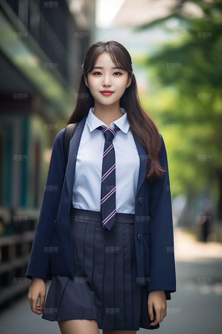 校服人物学生清新摄影图