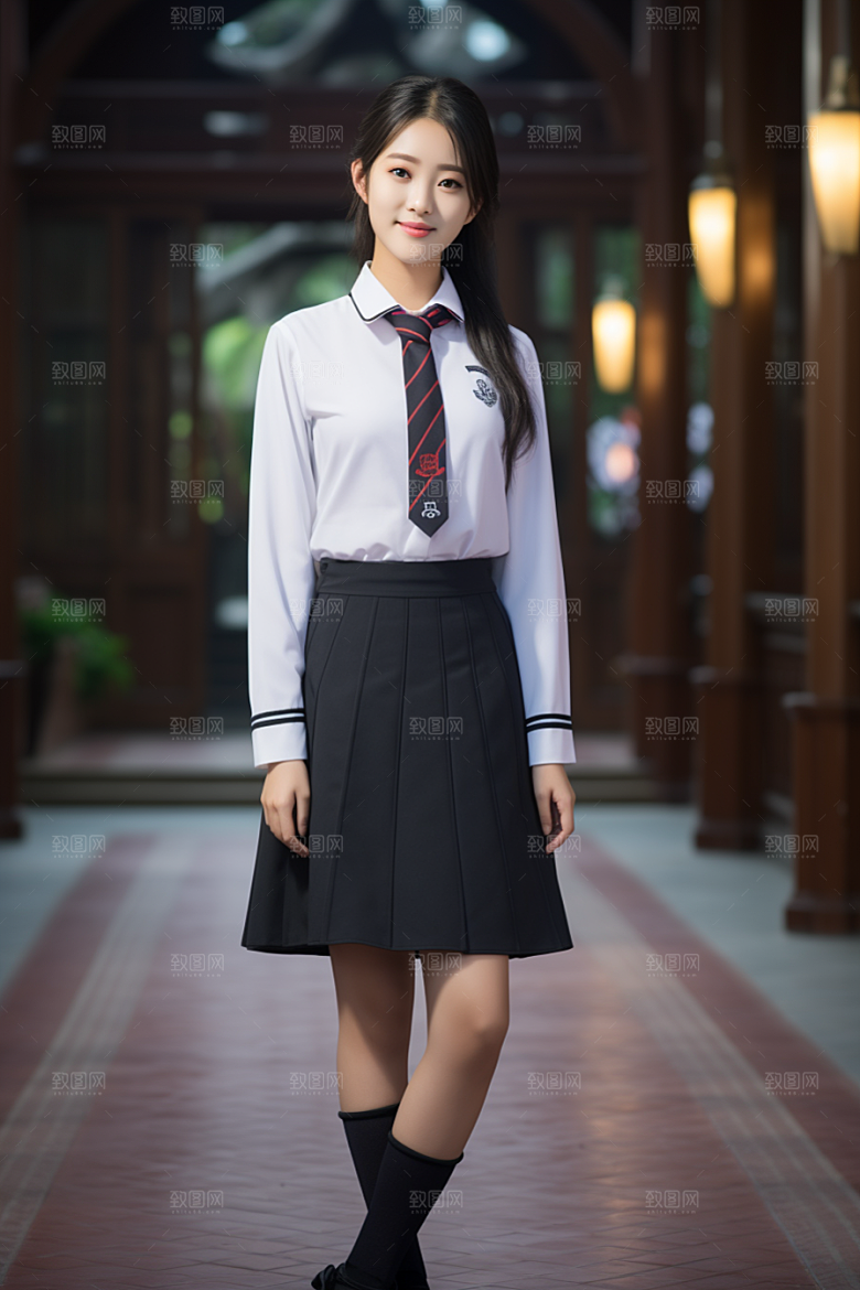 校服人物人像学校摄影图