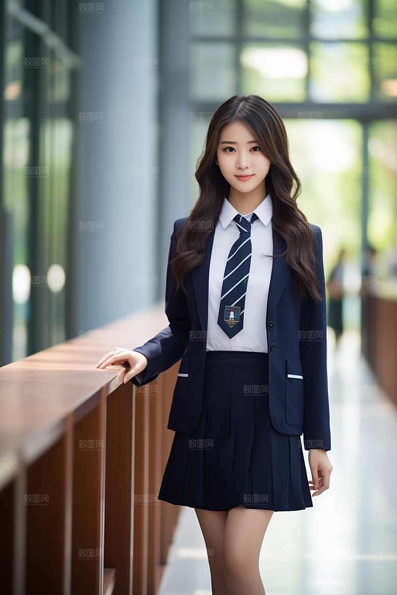 校服人物制服校园摄影图