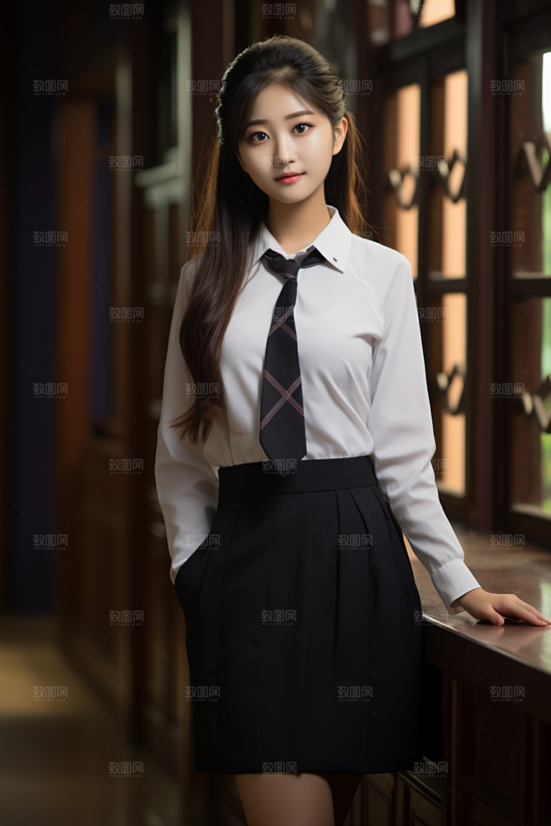 校服人物高中青少年摄影图