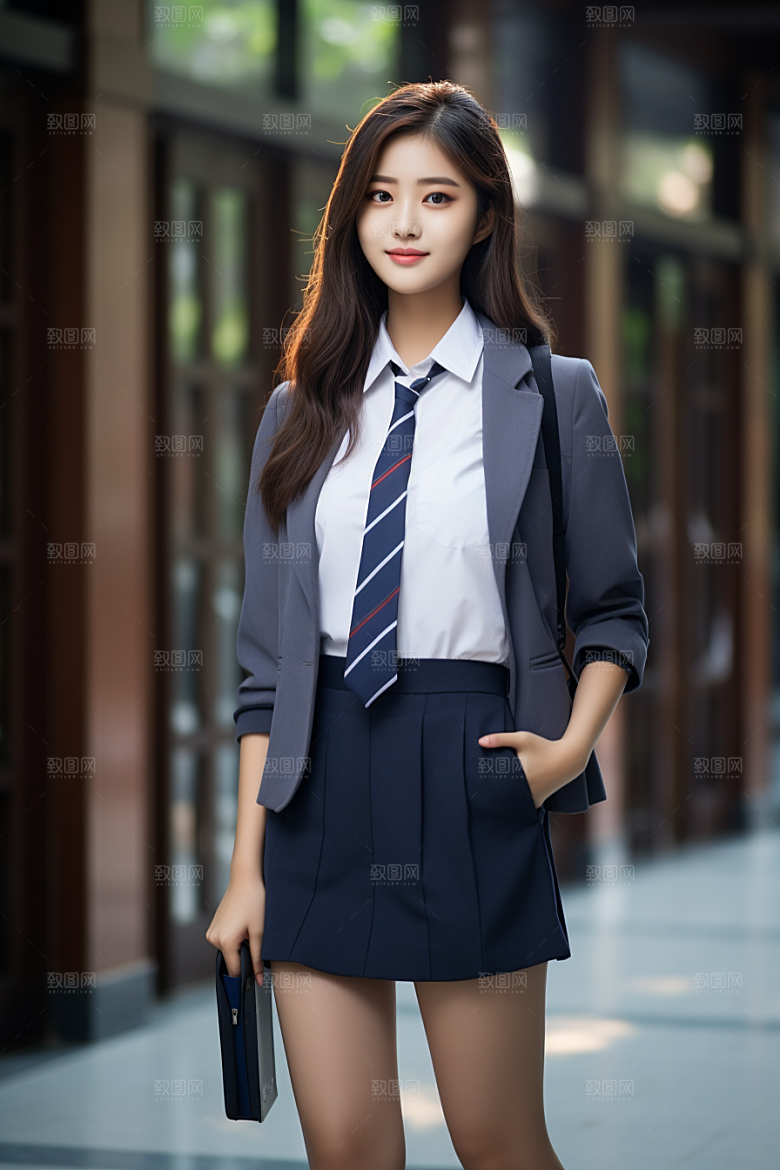 校服人物制服校园摄影图