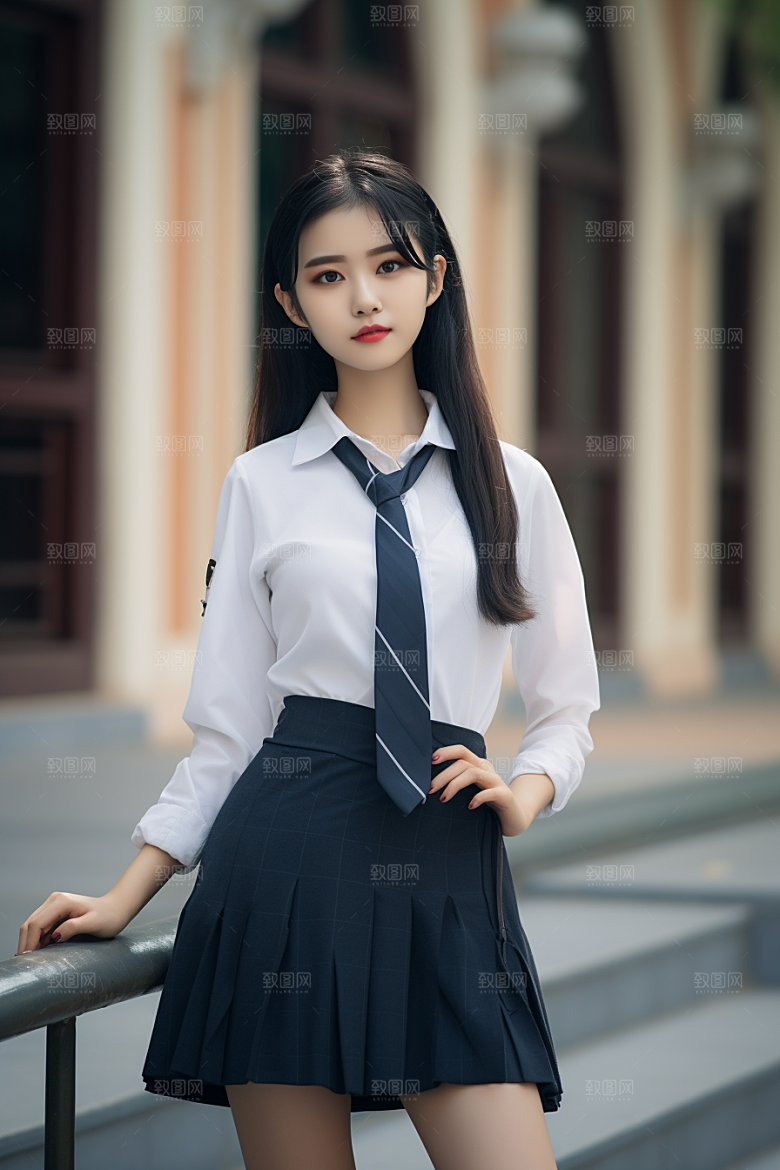 校服人物高中青少年摄影图