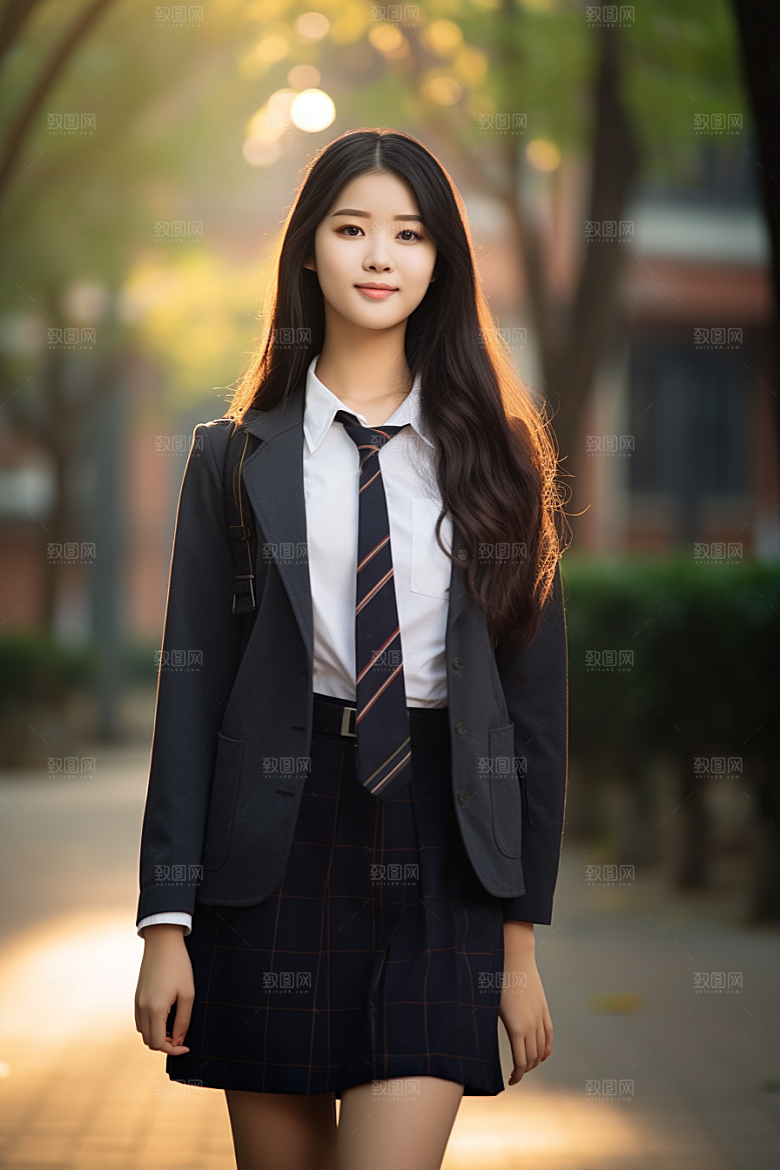 校服人物制服高中摄影图