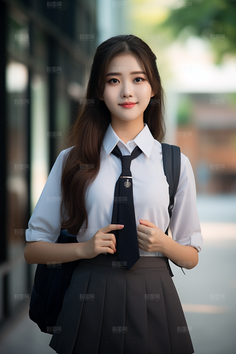 校服人物肖像靓丽摄影图