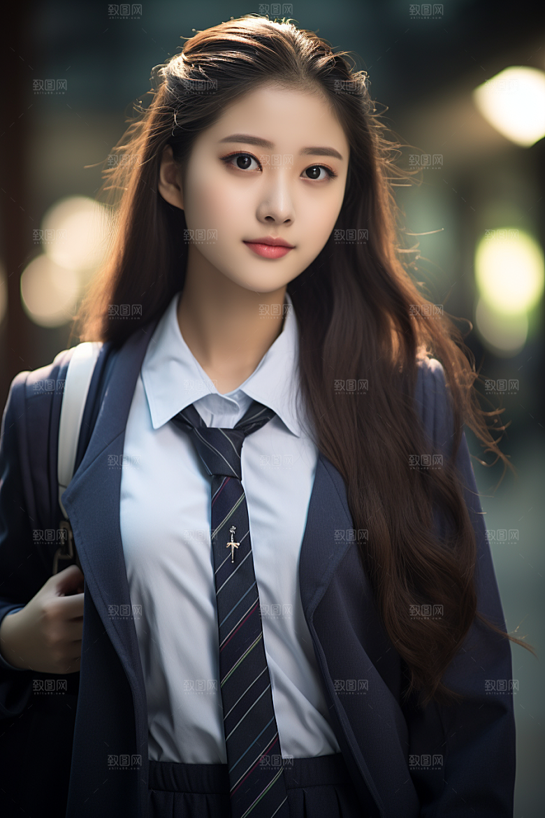 校服人物制服清新摄影图
