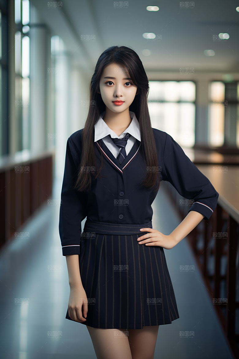 校服人物人像学生摄影图