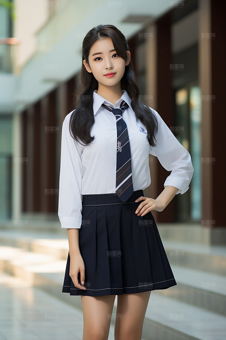 校服人物青少年校园摄影图