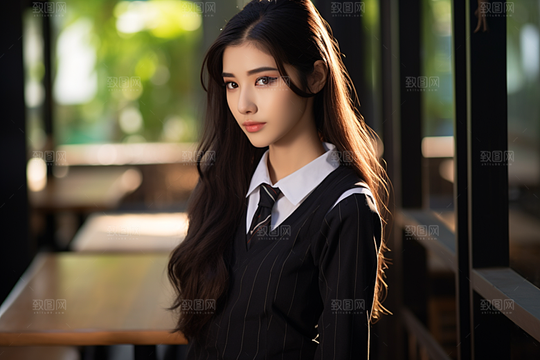 校服人物清新青少年摄影图