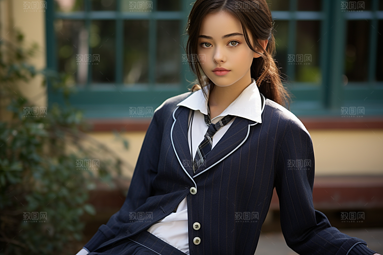 校服人物人像学校摄影图