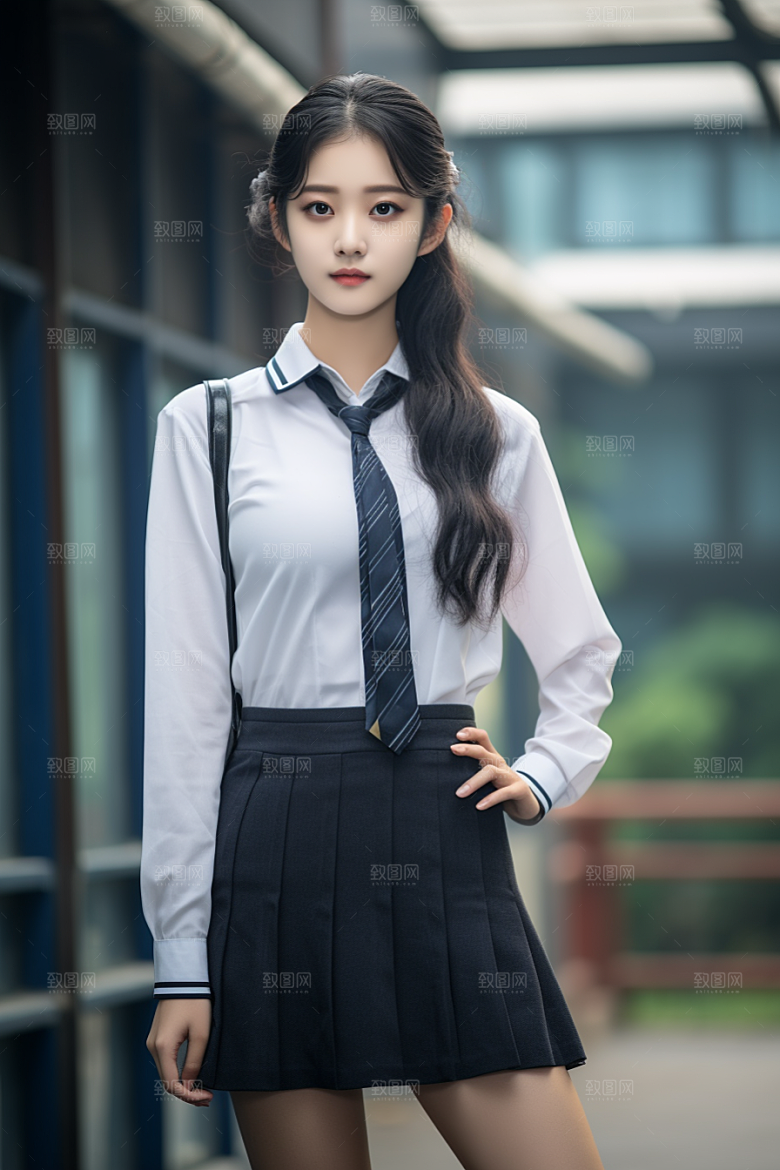 校服人物学校学生摄影图
