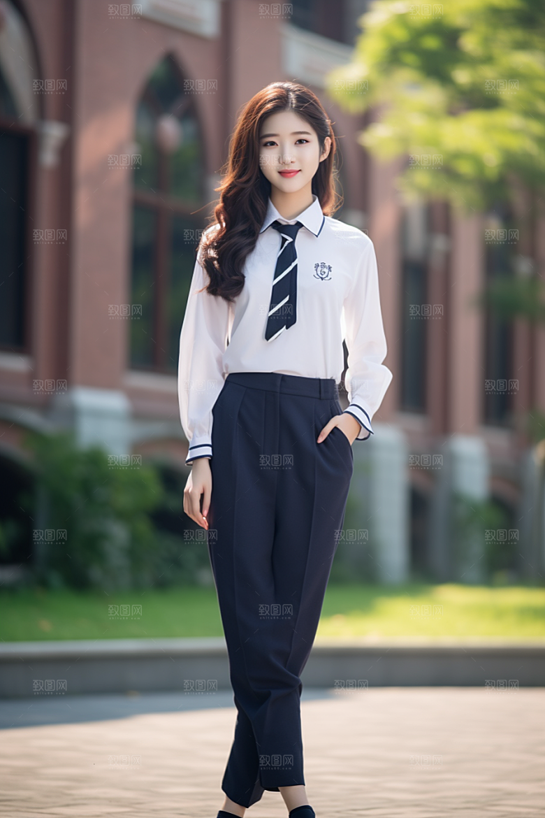 校服人物校园靓丽摄影图