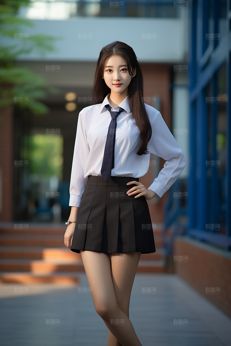 校服人物靓丽人像摄影图