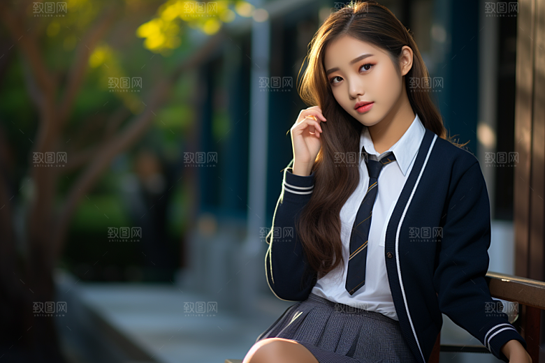 校服人物清新人像摄影图