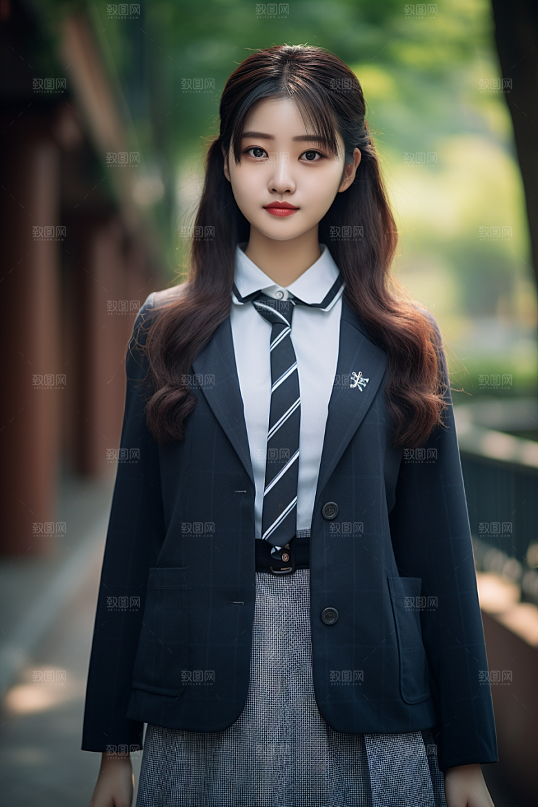 校服人物人像校园摄影图