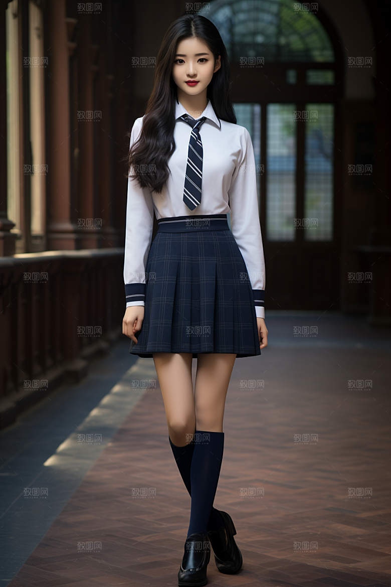 校服人物靓丽自然摄影图