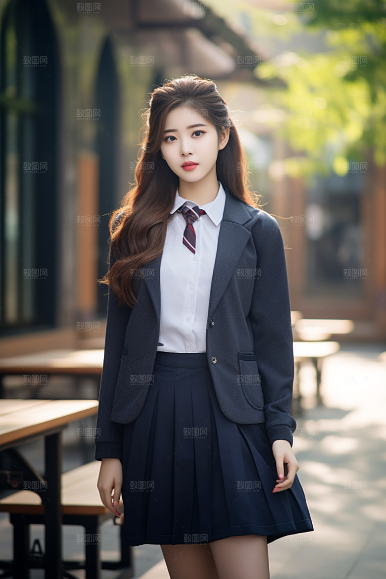 校服人物制服自然摄影图