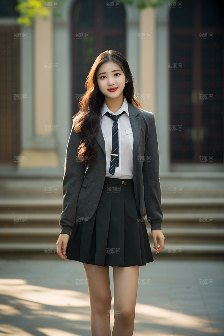 校服人物学校学生摄影图