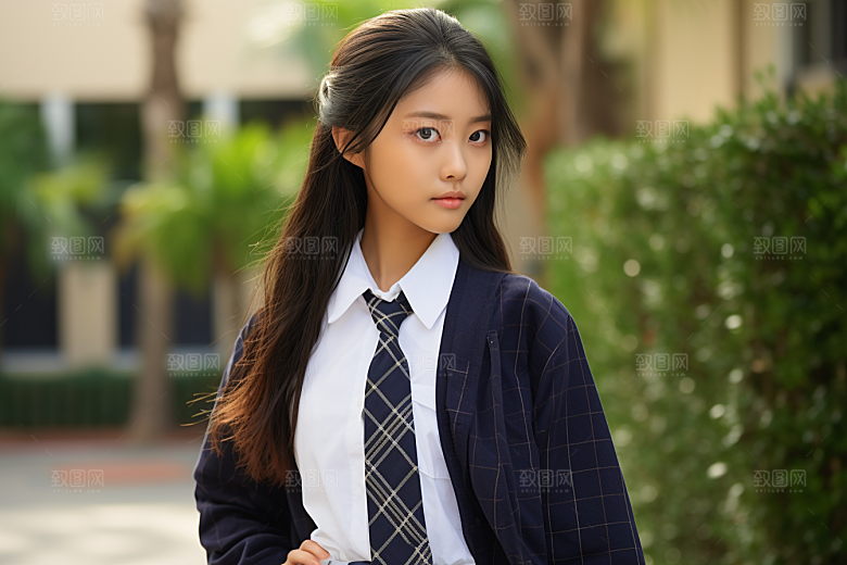 校服人物高中校园摄影图