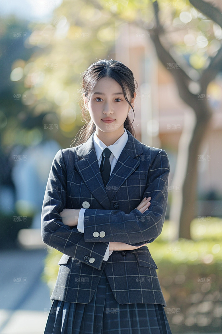 校服人物青春靓丽摄影图
