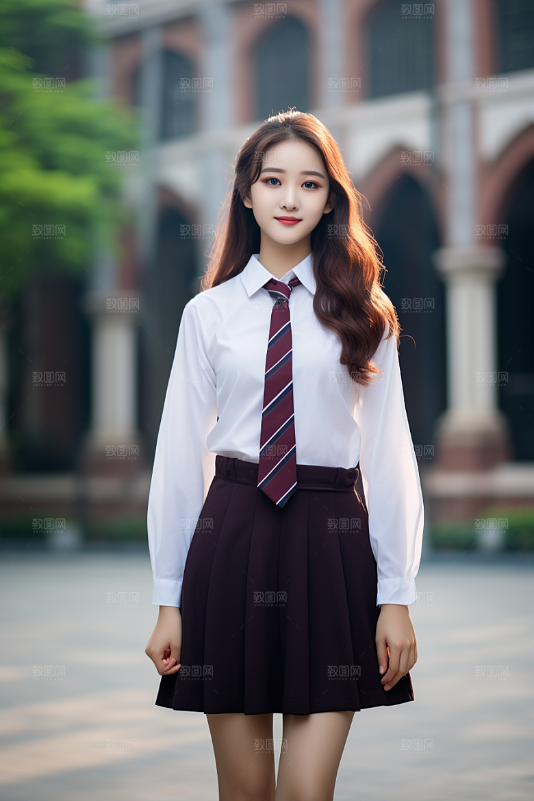 校服人物制服学校摄影图