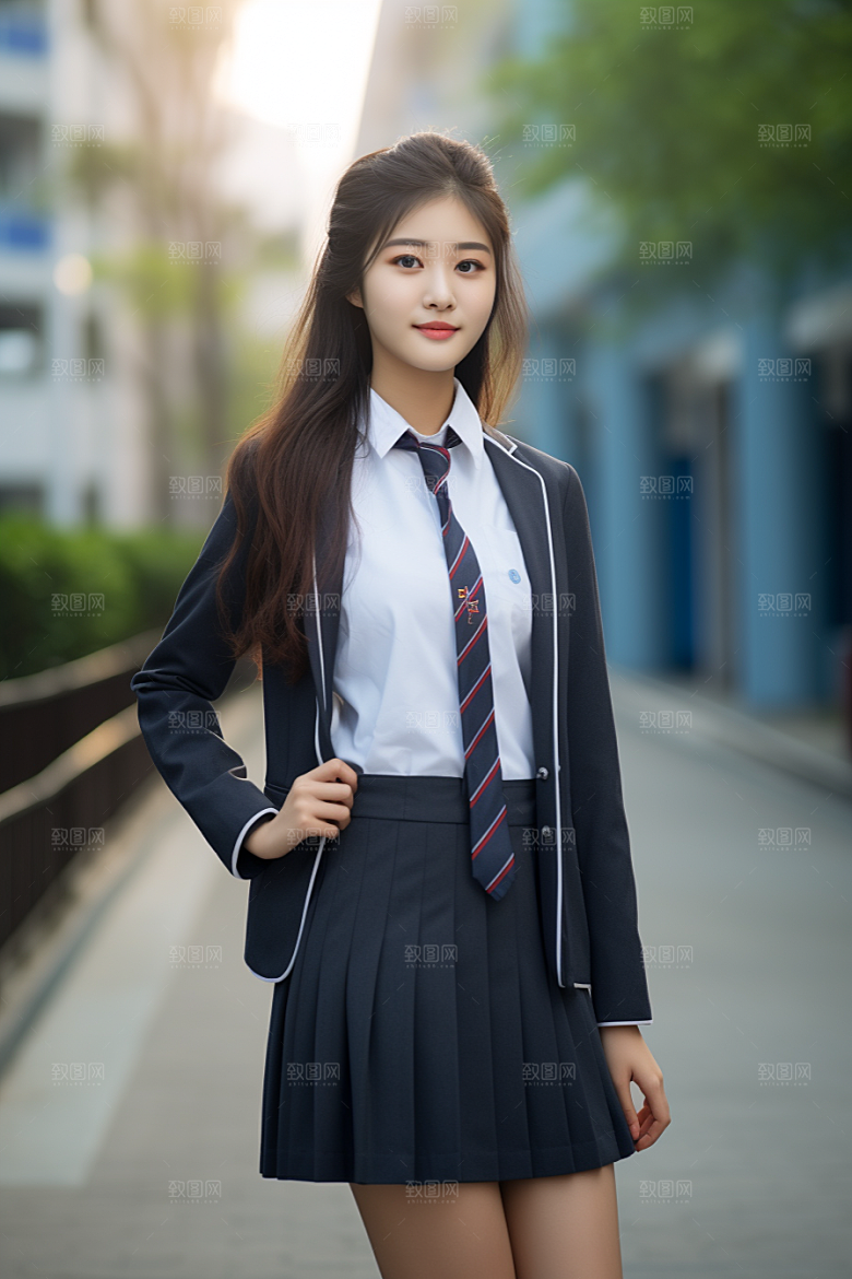 校服人物清新高清摄影图