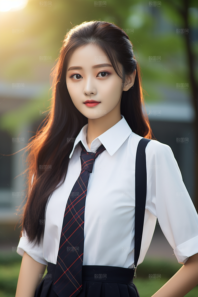 校服人物人像学校摄影图