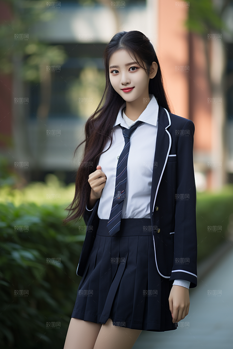 校服人物学校学生摄影图