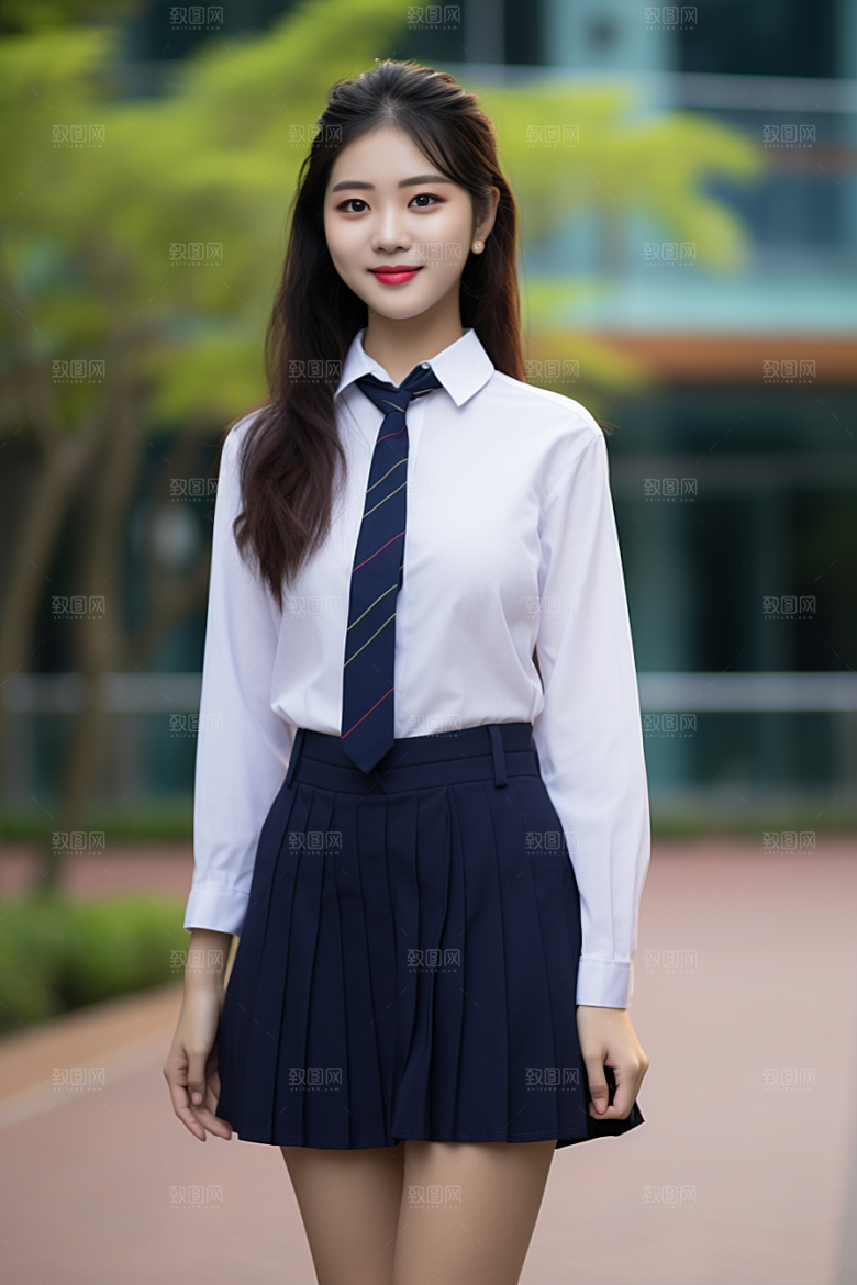 校服人物学校自然摄影图