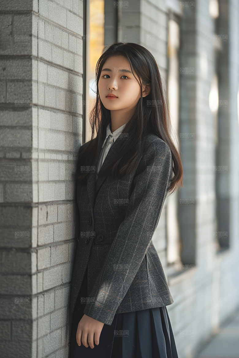 校服人物学生校园摄影图