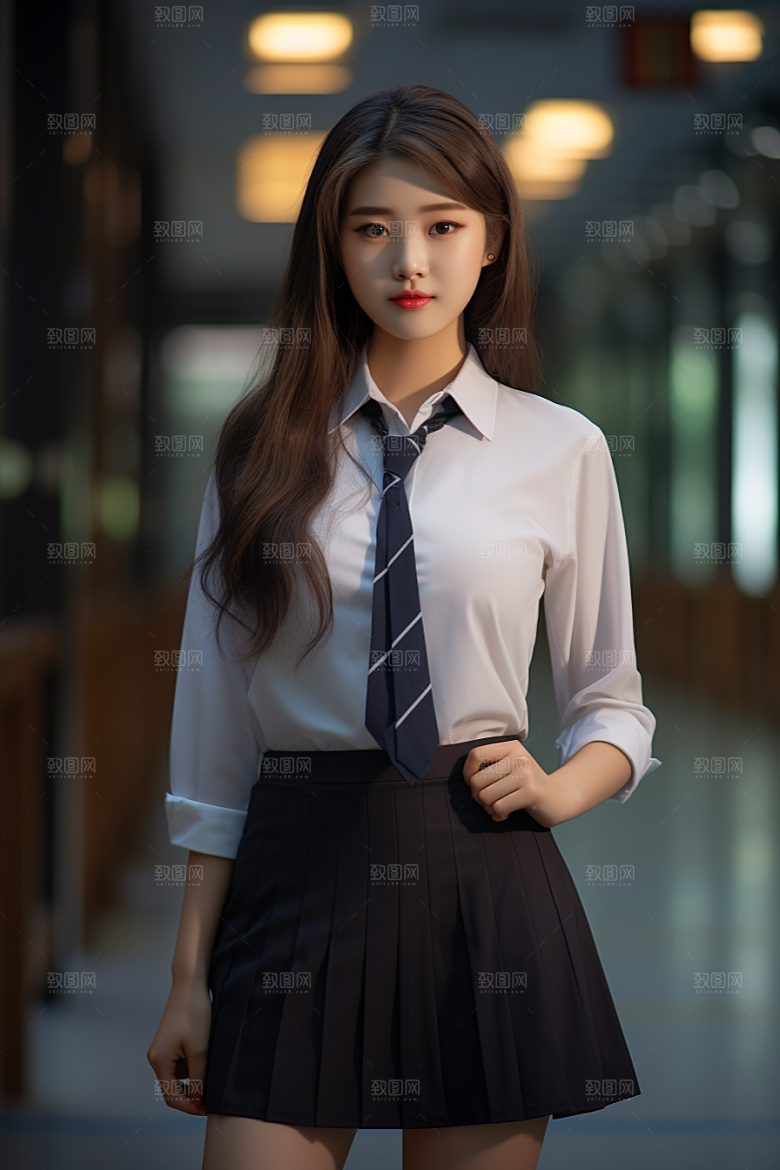 校服人物制服自然摄影图