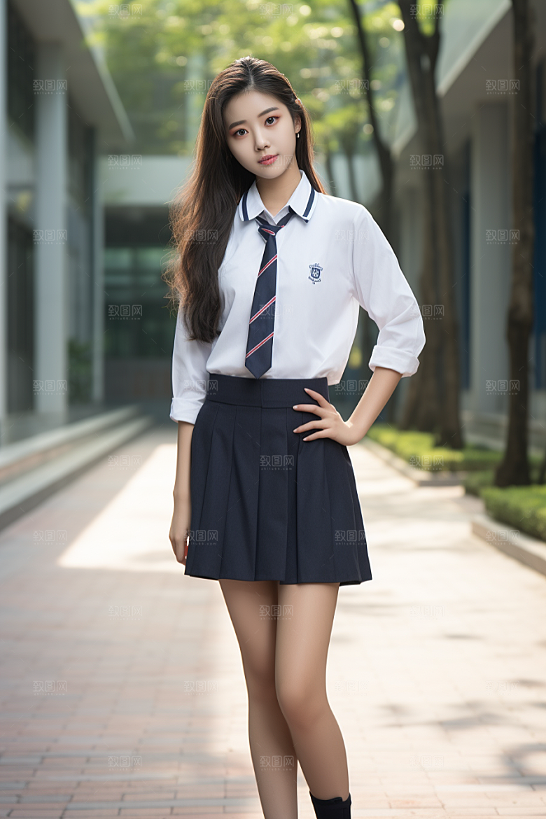 校服人物青少年学生摄影图
