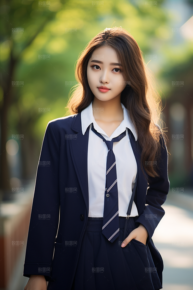 校服人物自然高中摄影图
