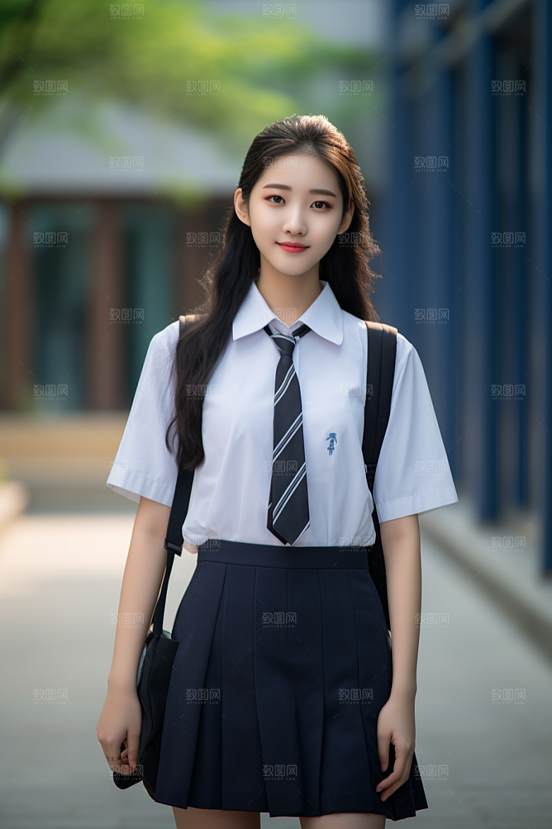 校服人物制服靓丽摄影图