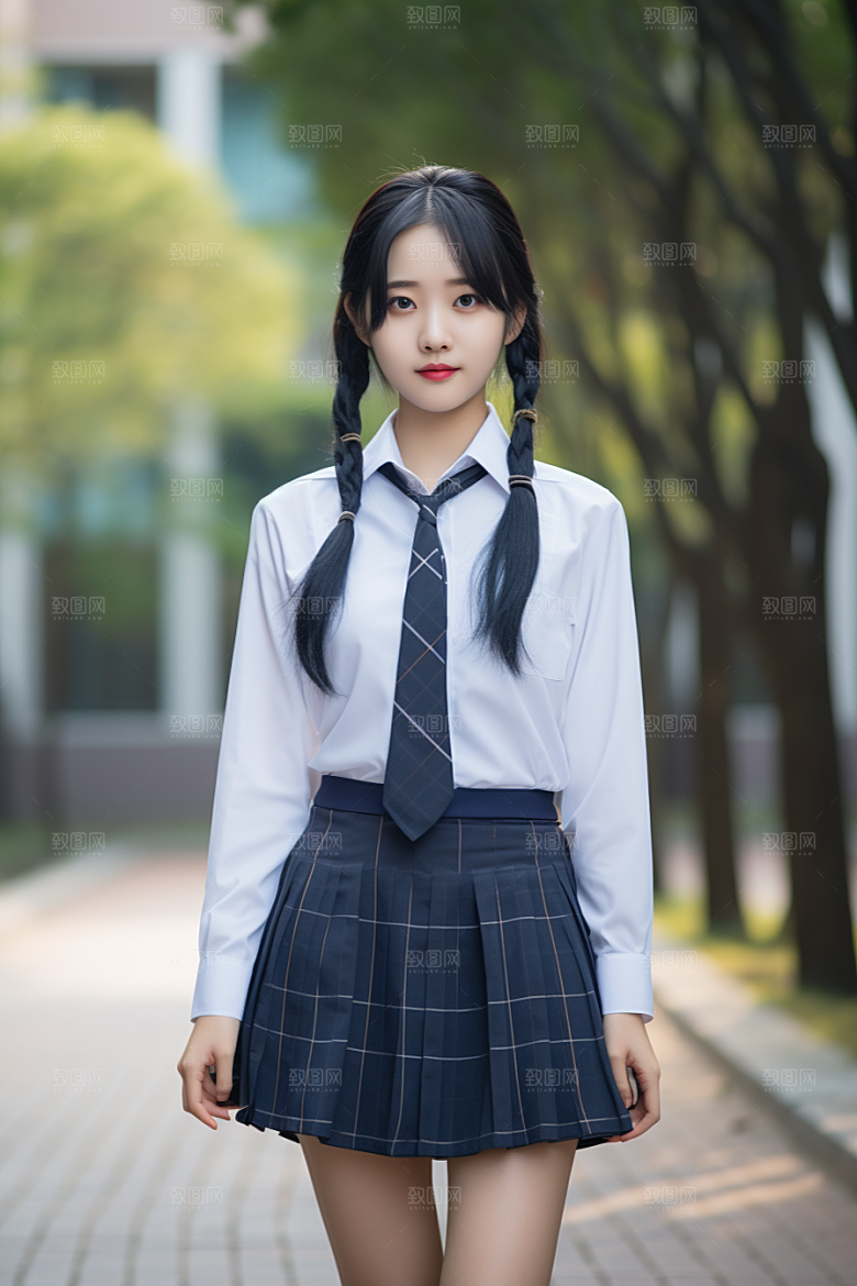 校服人物学校肖像摄影图